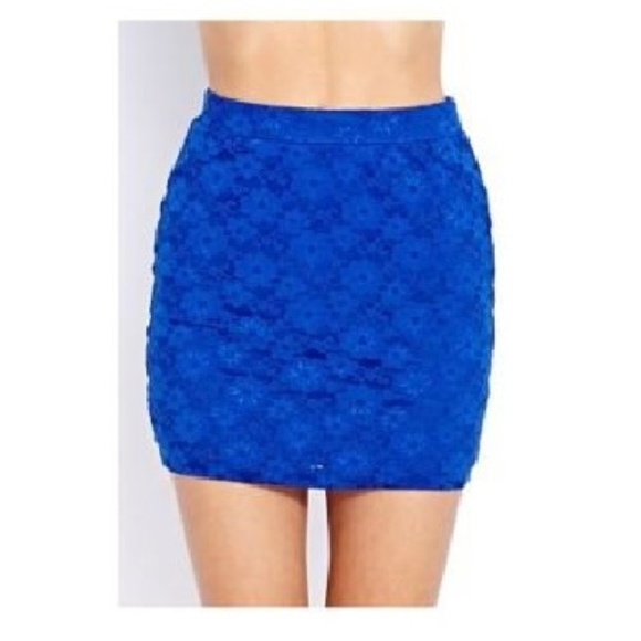 NEW LOOK LACE MIDI SKIRT - COBALT BLUE SIZE LARGE (BRAND NEW) - Picture 1 of 4